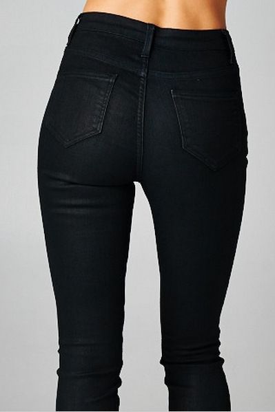 Images of Black High Waisted Skinny Jeans - Reikian